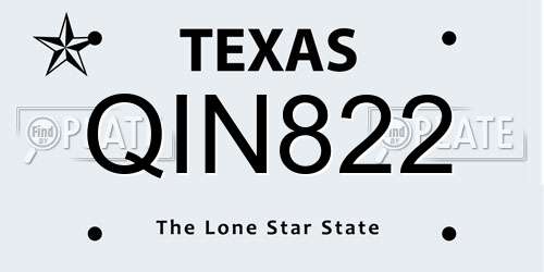 QIN822 Texas License Plate