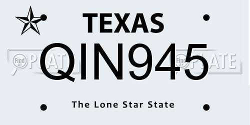 QIN945 Texas License Plate