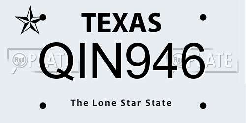QIN946 Texas License Plate