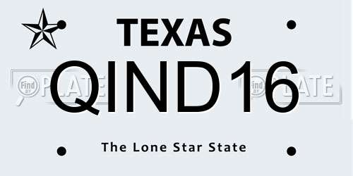 QIND16 Texas License Plate