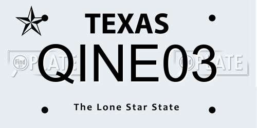QINE03 Texas License Plate