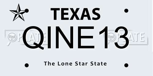 QINE13 Texas License Plate