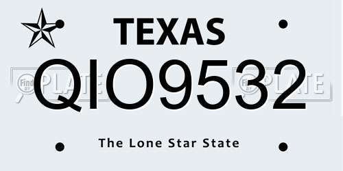 QIO9532 Texas License Plate