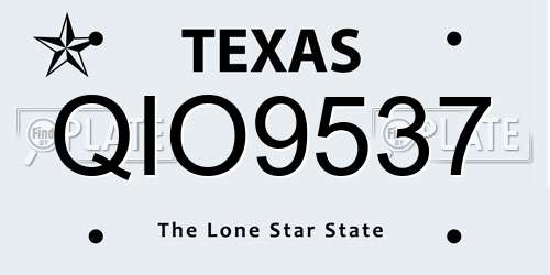 QIO9537 Texas License Plate