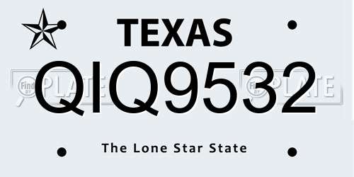 QIQ9532 Texas License Plate