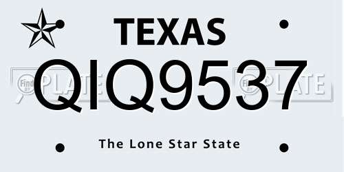 QIQ9537 Texas License Plate