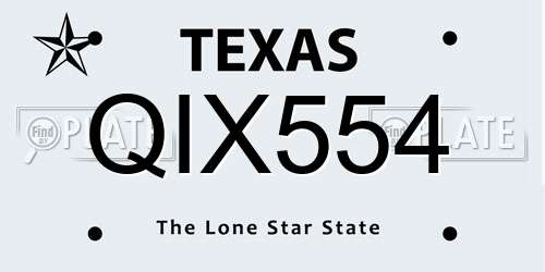 QIX554 Texas License Plate