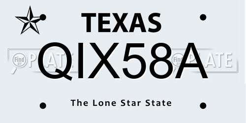 QIX58A Texas License Plate