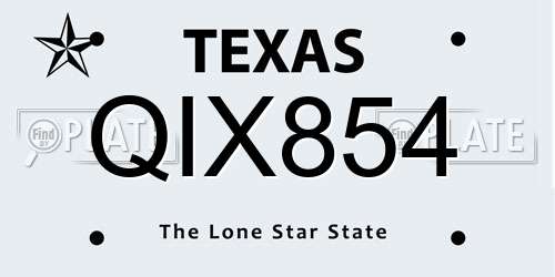 QIX854 Texas License Plate