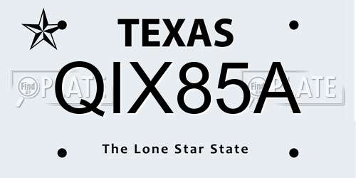 QIX85A Texas License Plate