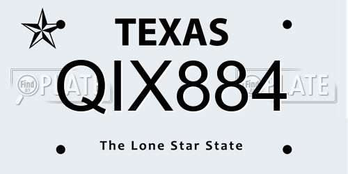 QIX884 Texas License Plate