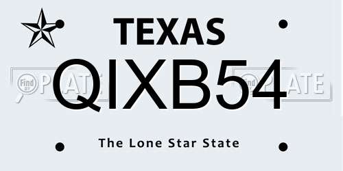 QIXB54 Texas License Plate
