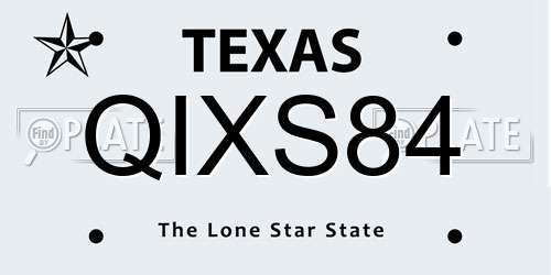 QIXS84 Texas License Plate