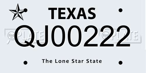 QJ00222 Texas License Plate