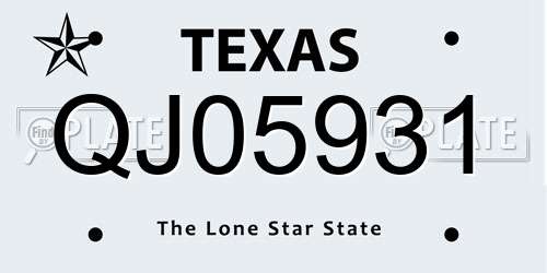 QJ05931 Texas License Plate