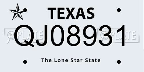 QJ08931 Texas License Plate