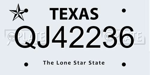 QJ42236 Texas License Plate