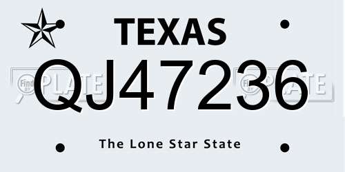 QJ47236 Texas License Plate