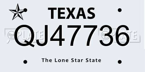 QJ47736 Texas License Plate