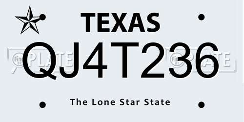 QJ4T236 Texas License Plate