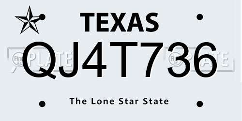 QJ4T736 Texas License Plate
