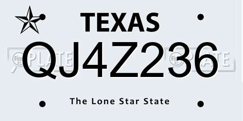 QJ4Z236 Texas License Plate