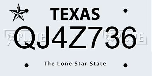 QJ4Z736 Texas License Plate