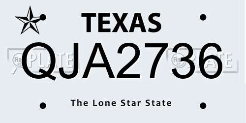 QJA2736 Texas License Plate