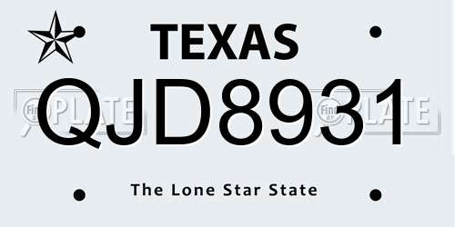 QJD8931 Texas License Plate