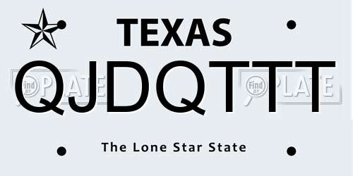 QJDQTTT Texas License Plate