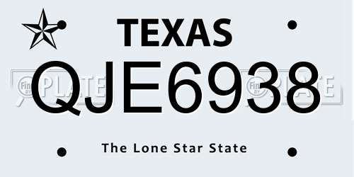 QJE6938 Texas License Plate