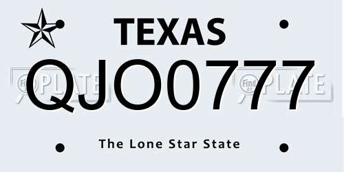QJO0777 Texas License Plate