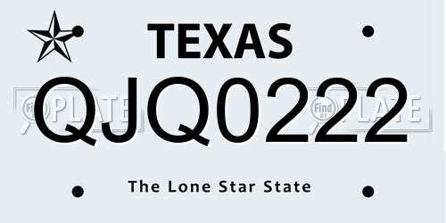 QJQ0222 Texas License Plate