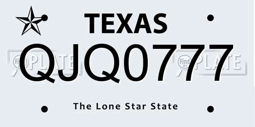QJQ0777 Texas License Plate
