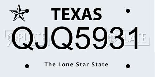 QJQ5931 Texas License Plate