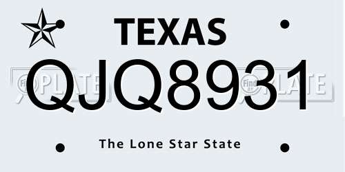 QJQ8931 Texas License Plate