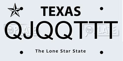 QJQQTTT Texas License Plate