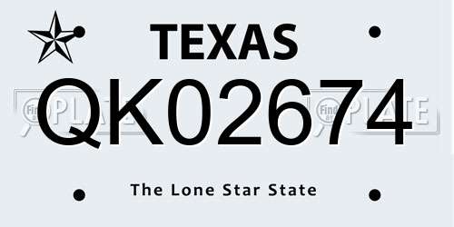 QK02674 Texas License Plate