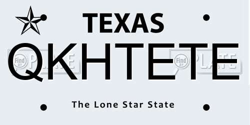 QKHTETE Texas License Plate