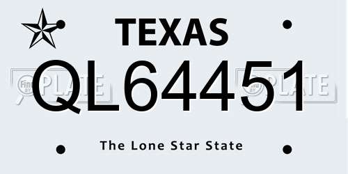 QL64451 Texas License Plate