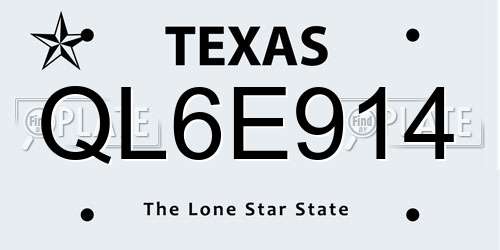 QL6E914 Texas License Plate