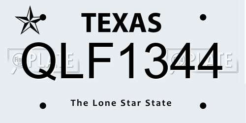 QLF1344 Texas License Plate