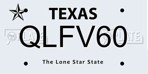QLFV60 Texas License Plate