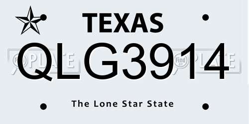 QLG3914 Texas License Plate