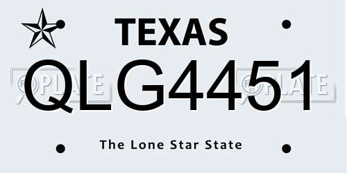 QLG4451 Texas License Plate