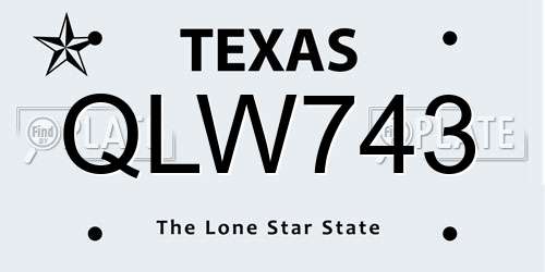 QLW743 Texas License Plate