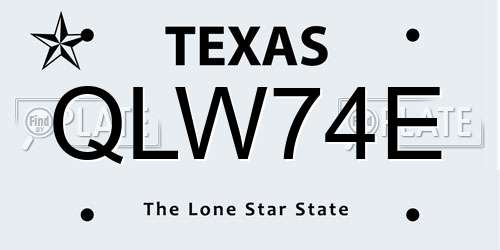 QLW74E Texas License Plate