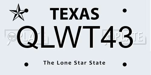 QLWT43 Texas License Plate