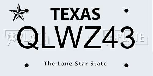 QLWZ43 Texas License Plate