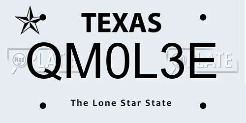 QM0L3E Texas License Plate